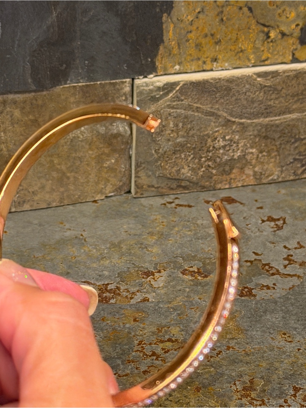 kate spade Rose Gold Crystal-Accented Hinged Bangle Bracelet - Picture 7 of 8